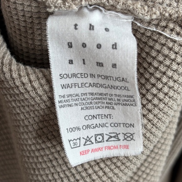 The Good Alma Waffle Cardigan XXXL Organic Cotton Hood Lounge Boho Portugal Cozy - Picture 10 of 14